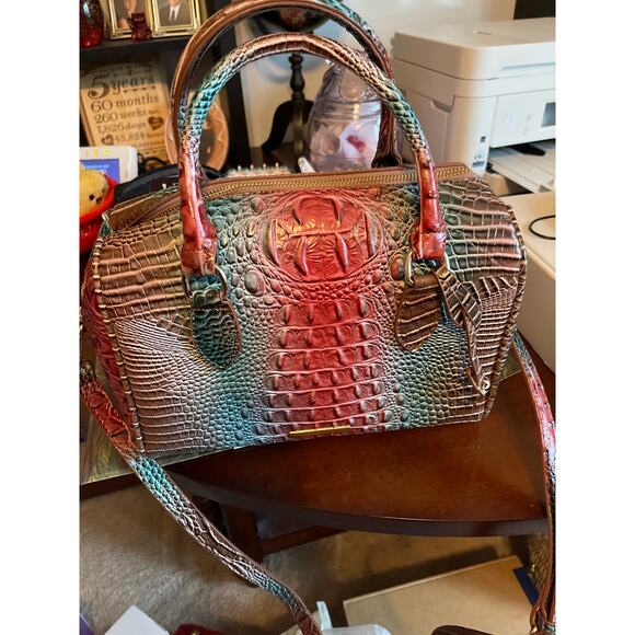 NEW Crocodile Embossed Top Handle Satchel Handbag Bag w Optional Crossbody Strap - Picture 11 of 11